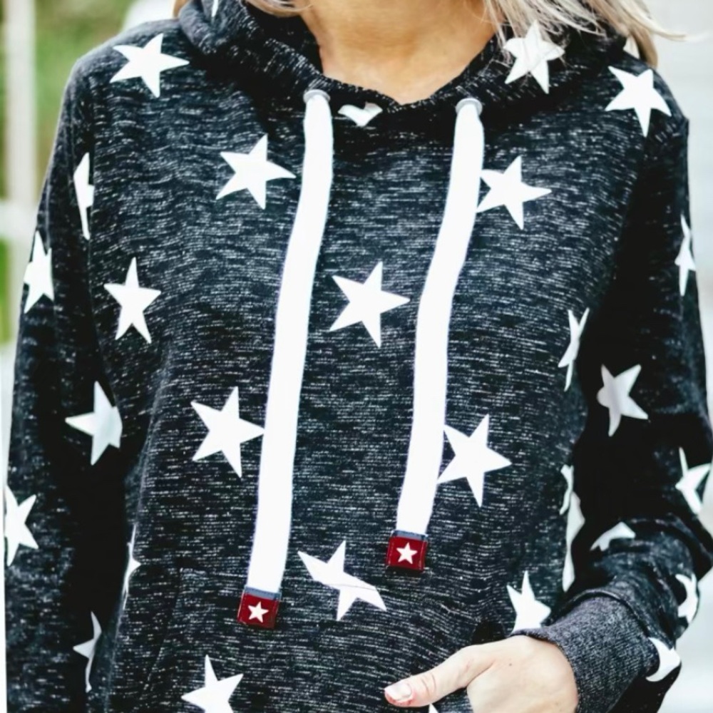 Heather black star hoodie